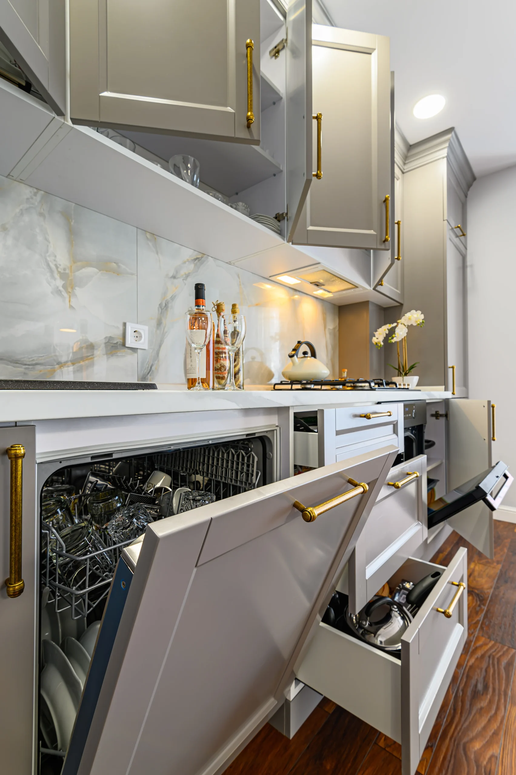 Integrated applianced in kitchen furniture made out of MDF